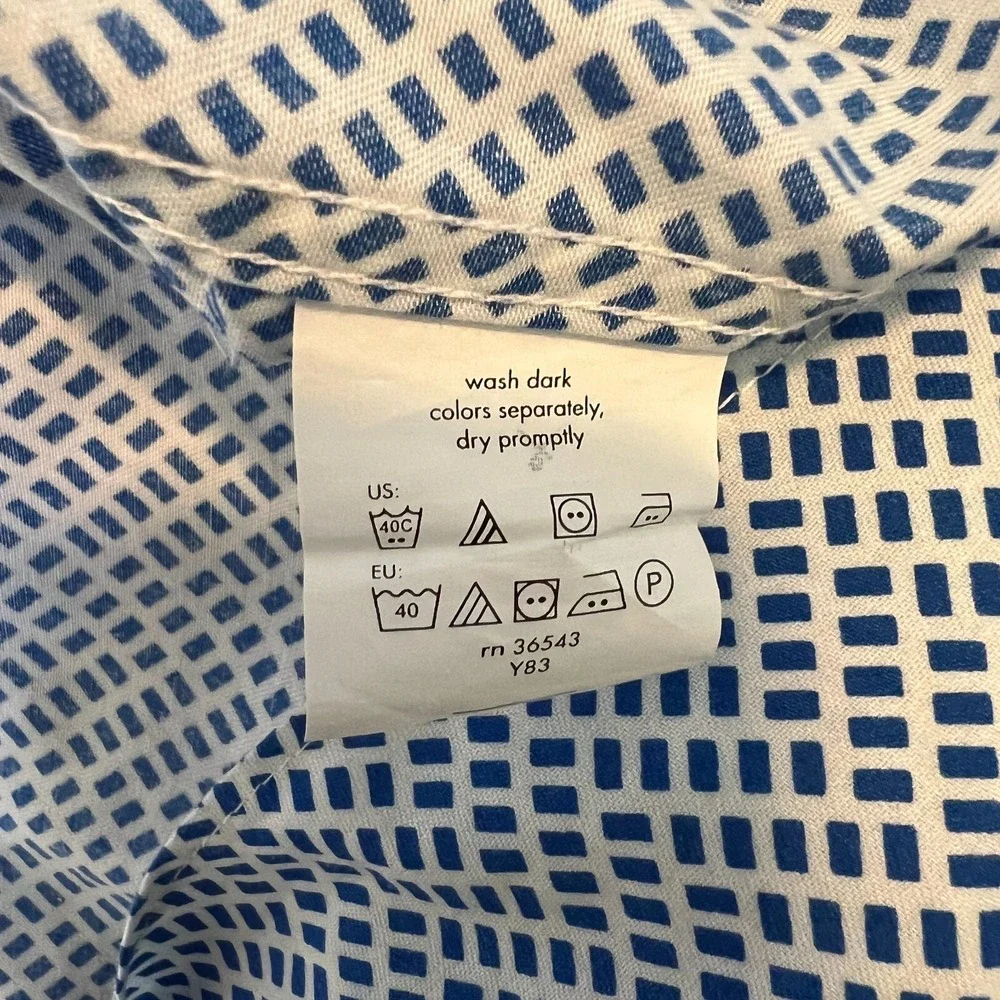 Sean John Long Sleeve Blue White French‎ Cuff Button Down Men's Size 16 - 34/35